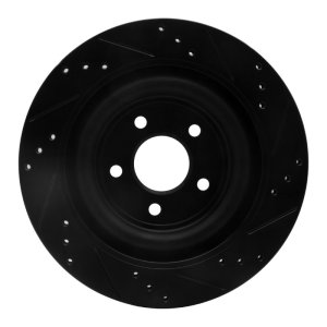 Jaguar Super V8 Brake Rotor (1) - Rear Left - R1 Concepts - Drilled & Slotted - Black - `06-`15